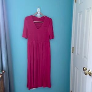 Boden Pink V-Neck Smocked Jersey Dress